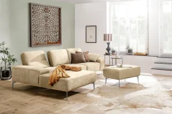 W.SCHILLIG Polsterhocker »run« mit elegantem Holzsockel, Füße in Silber matt, Breite 75 cm