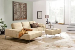 W.SCHILLIG Polsterhocker »run« mit elegantem Holzsockel, Füße in Silber matt, Breite 75 cm