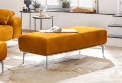 W.SCHILLIG Polsterhocker »run« mit elegantem Holzsockel, Füße in Silber matt, Breite 150 cm