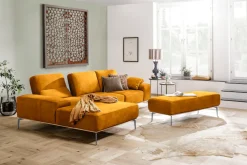 W.SCHILLIG Polsterhocker »run« mit elegantem Holzsockel, Füße in Silber matt, Breite 150 cm
