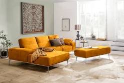 W.SCHILLIG Polsterhocker »run« mit elegantem Holzsockel, Füße in Silber matt, Breite 150 cm
