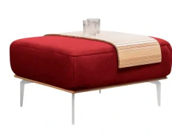 W.SCHILLIG Polsterhocker »run« mit elegantem Holzsockel, Füße in Chrom glänzend, Breite 75 cm