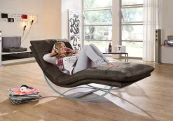 W.SCHILLIG Relaxliege »daily dreams« in Waffelkissen-Optik, Schaukelgestell silber matt, in 2 Breiten