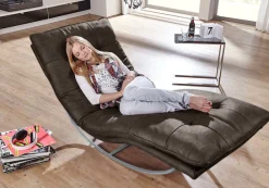 W.SCHILLIG Relaxliege »daily dreams« in Waffelkissen-Optik, Schaukelgestell silber matt, in 2 Breiten