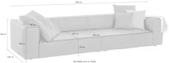 W.SCHILLIG 4-Sitzer »around-the-block Mega Sofa, viel Platz, Breite 300cm, bequem« mit eleganter Biese, mit Federkern