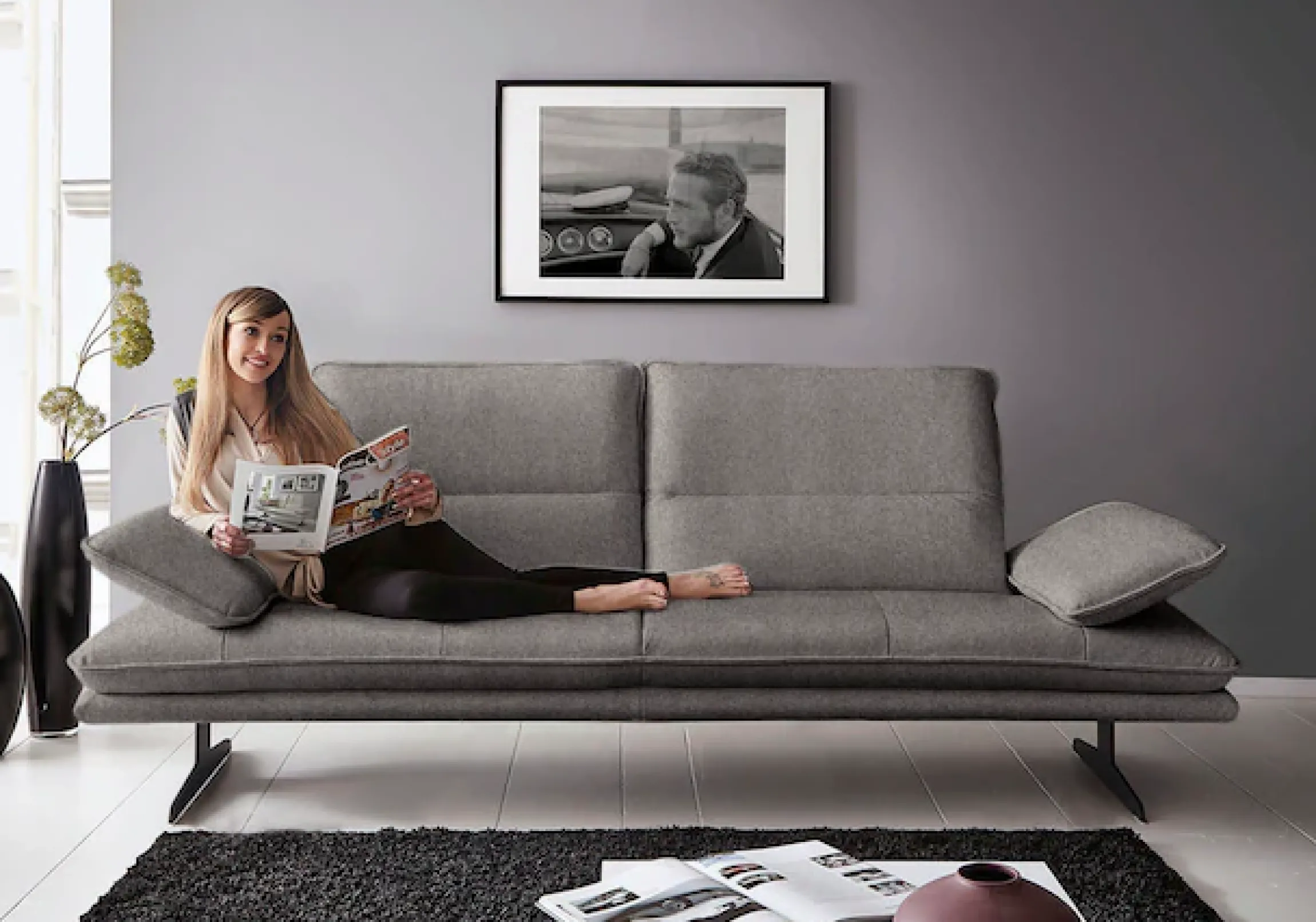 W.SCHILLIG 2,5-Sitzer »broadway, Designsofa mit tollem Sitzkomfort« Sitztiefenverstellung, Kopfteil- & Seitenteilverstellung, Breite 236cm