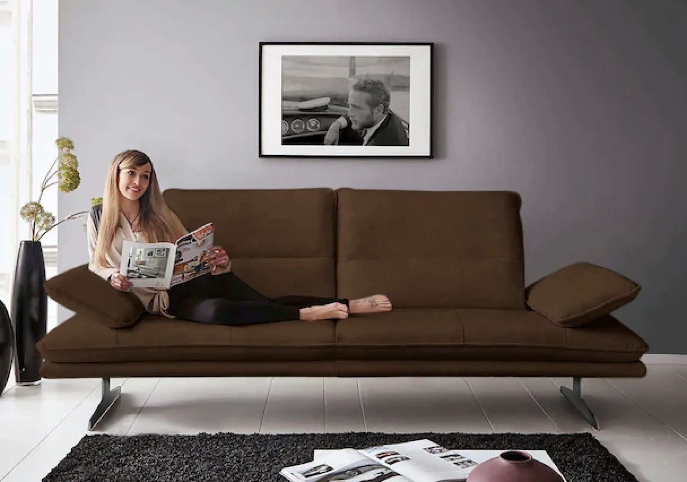 W.SCHILLIG 2,5-Sitzer »broadway Designsofa mit hohem Sitzkomfort« Sitztiefenverstellung, Kopfteil- & Seitenteilverstellung, Breite 236cm