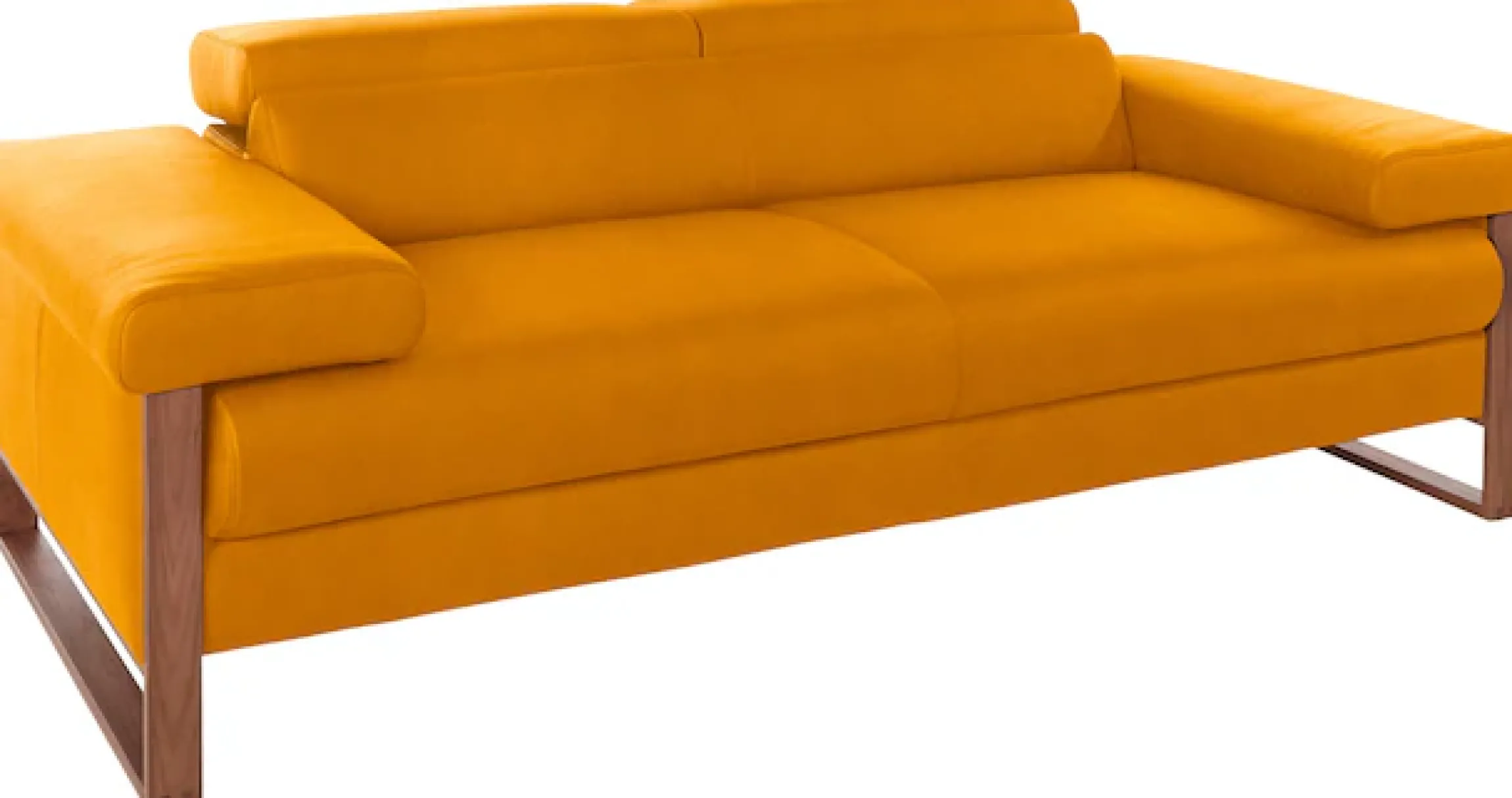 W.SCHILLIG 2-Sitzer »finn wahlw. mit Sitztiefenverstellung & Kopfstützenverstellung, bequem« German Design Award 2016, Fußgestell Nussbaum natur, Breite 210 cm