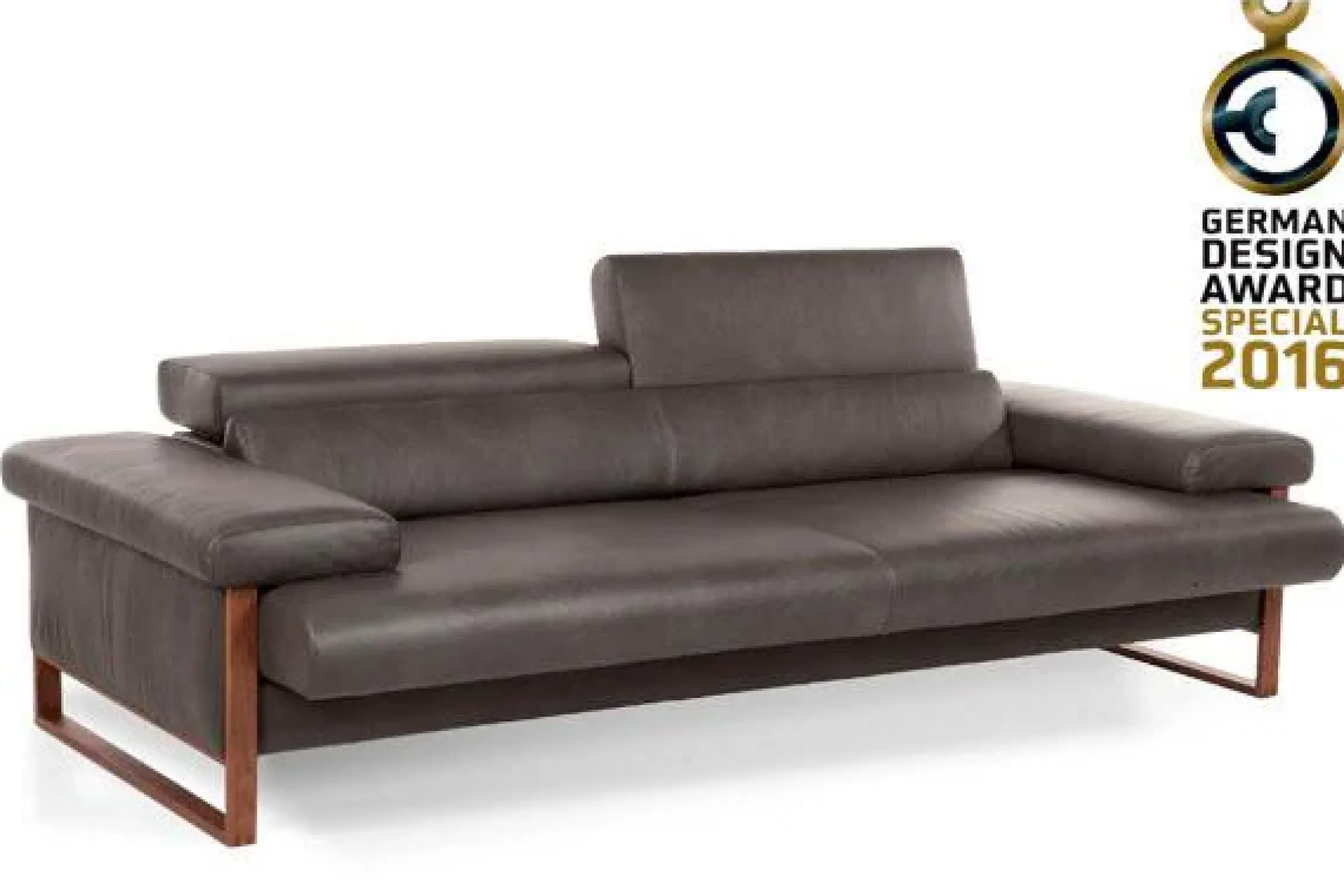 W.SCHILLIG 2-Sitzer »finn wahlw. mit Sitztiefenverstellung & Kopfstützenverstellung, bequem« German Design Award 2016, Fußgestell Nussbaum natur, Breite 210 cm