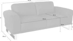 W.SCHILLIG 2-Sitzer »montanaa Designsofa mit erstklassigem Sitzkomfort, Federkern« mit Metallkufen in Schwarz pulverbeschichtet, Breite 192 cm