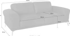 W.SCHILLIG 2,5-Sitzer »montanaa Designsofa mit erstklassigem Sitzkomfort, Ferderkern« mit Metallfüßen in Chrom glänzend, Breite 212 cm