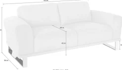 W.SCHILLIG 2-Sitzer »montanaa elegant und edel, bequem, Federkernunterfederung« mit Metallkufen in Chrom glänzend, Breite 192 cm