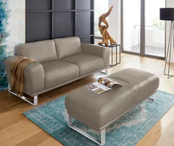 W.SCHILLIG 2-Sitzer »montanaa elegant und edel, bequem, Federkernunterfederung« mit Metallkufen in Chrom glänzend, Breite 192 cm