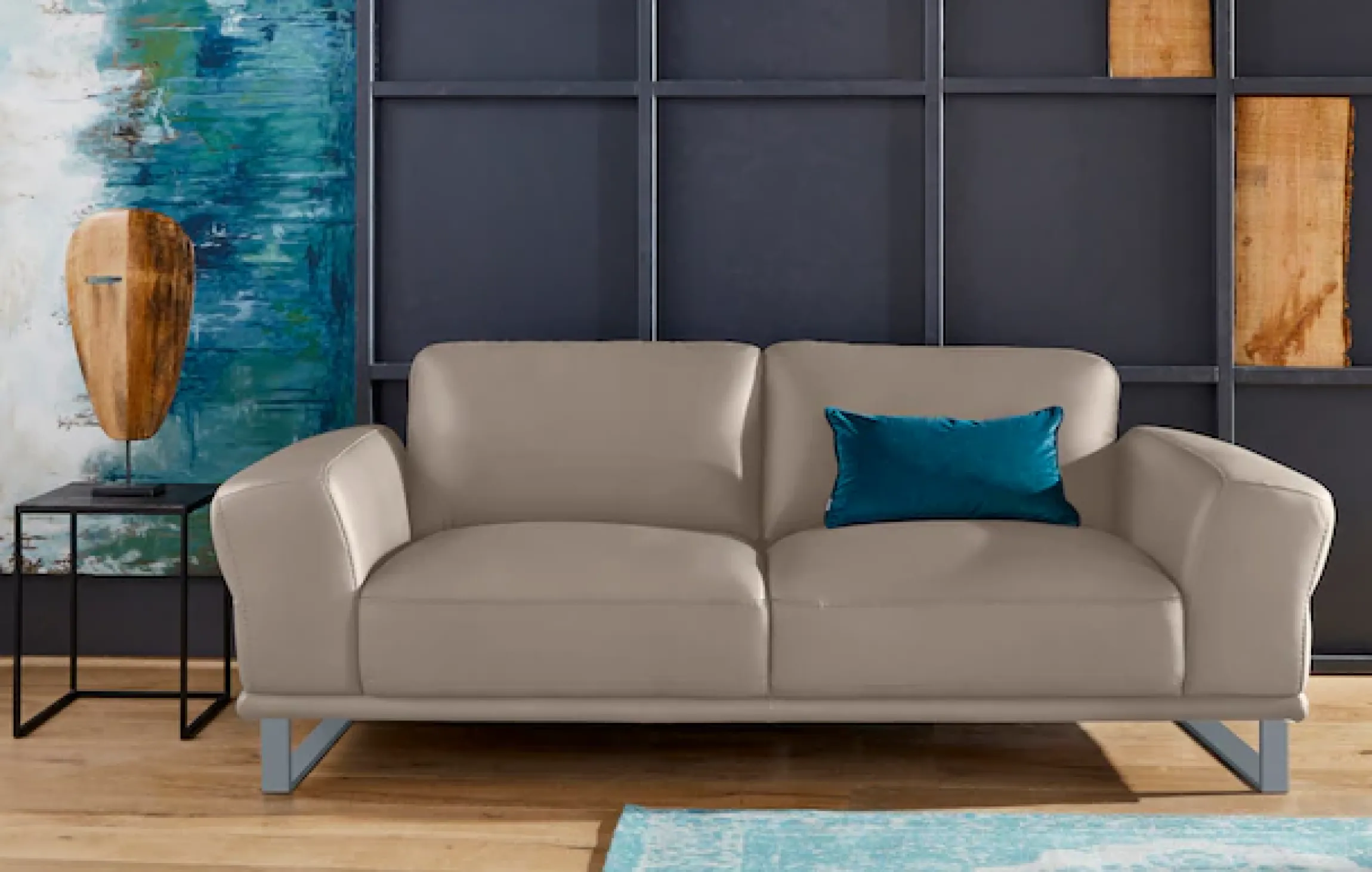 W.SCHILLIG 2,5-Sitzer »montanaa elegant & edel, bequem, Federkernunterfederung« mit Metallkufen in Silber matt, Breite 212 cm
