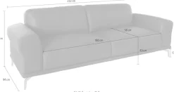 W.SCHILLIG 2,5-Sitzer »montanaa« mit Metallfüßen in Silber matt, Breite 232 cm