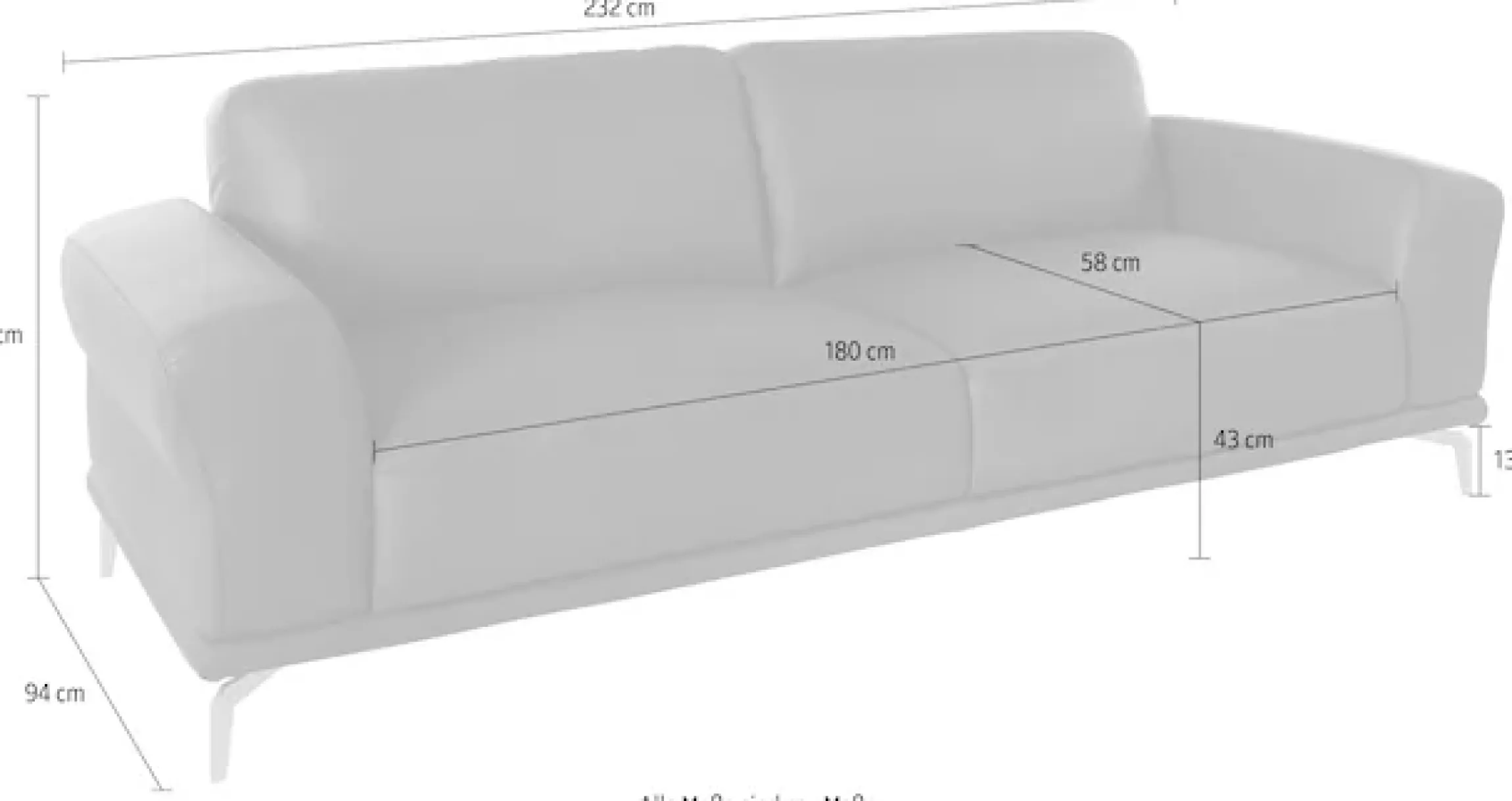 W.SCHILLIG 2,5-Sitzer »montanaa« mit Metallfüßen in Silber matt, Breite 232 cm