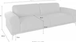 W.SCHILLIG 2,5-Sitzer »montanaa« mit Metallfüßen in Silber matt, Breite 232 cm