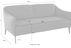 W.SCHILLIG 2,5-Sitzer »sally Designsofa, Loungesofa, bequem, schmale Armlehnen, Breite 174cm« mit Metall-Winkelfüßen in Schwarz pulverbeschichtet, Breite 174 cm