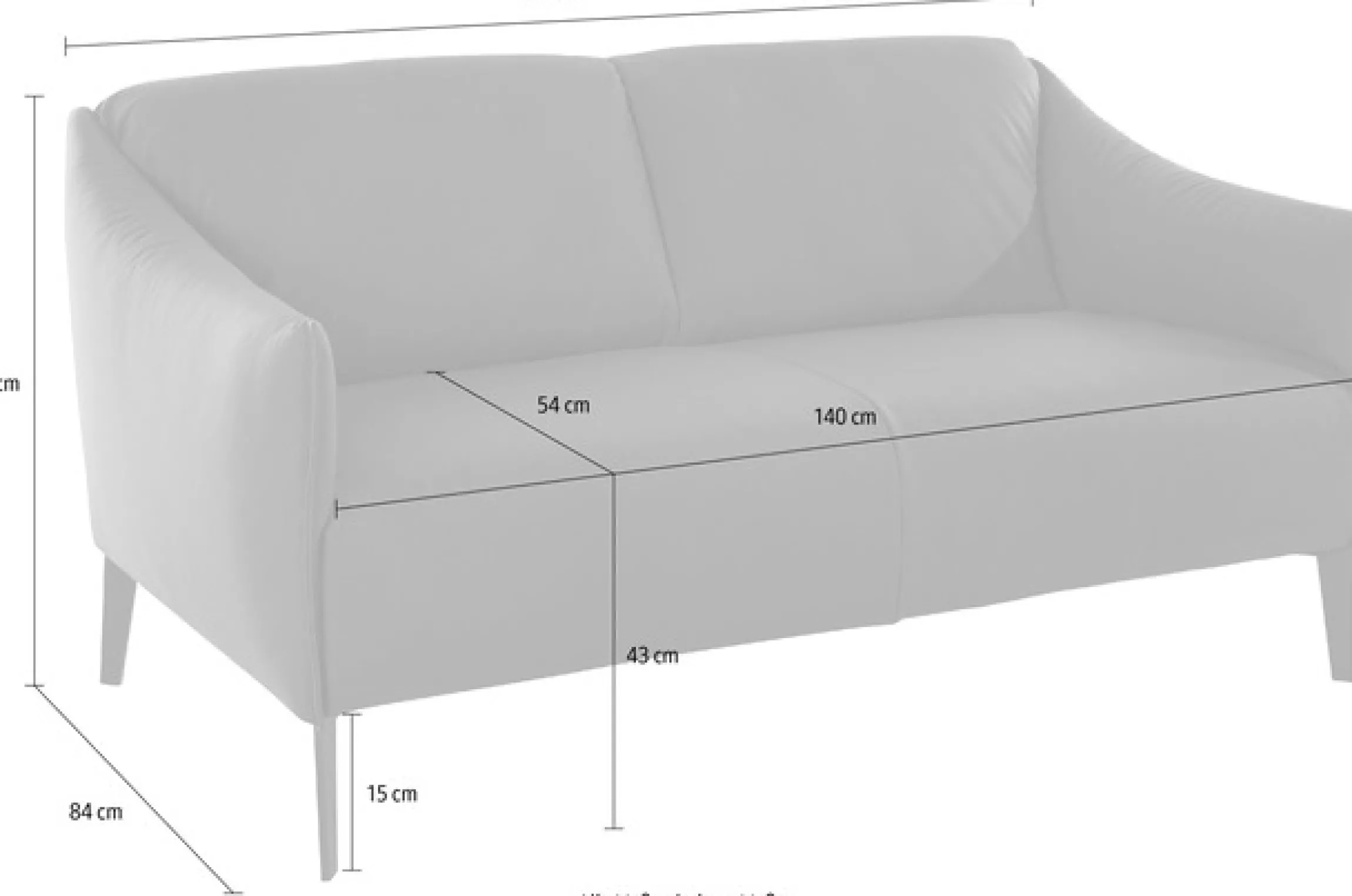 W.SCHILLIG 2-Sitzer »sally Designsofa, Loungesofa, bequem, schmale Armlehnen, Breite 154cm« mit Metall-Winkelfüßen in Silber matt, Breite 154 cm