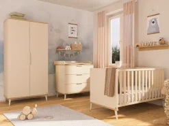 YUNY by PAIDI Babybett »HAZEL 70x140cm in Beige, umbaubares Kinderbett mit Massivholz« Gitterbett 4-fach höhenverstellbar, entnehmbare Sprossen, Juniorbett