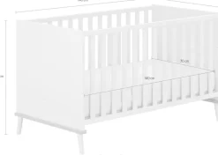YUNY by PAIDI Babybett »HAZEL 70x140cm in Beige, umbaubares Kinderbett mit Massivholz« Gitterbett 4-fach höhenverstellbar, entnehmbare Sprossen, Juniorbett