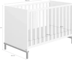 YUNY by PAIDI Babybett »LOVELY ALIV in Off-White« Gitterbett höhenverstellbar, Kinderbett