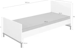 YUNY by PAIDI Kinderbett »LOVELY ALIV 90x200cm Jugendliege in Off-White« B/H/T ca. 207x96x91cm, Off-White/Dark-Walnut,zeitloses und langlebiges Einzelbett, geprüfte Qualität