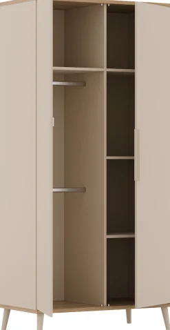 YUNY by PAIDI Kleiderschrank »HAZEL in Beige, inkl. Kleiderstangen und Einlegeböden« B/H/T ca. 95-130/198/52cm, mit 2 oder 3 Türen,stabiler Drehtürenschrank aus Holz, mit Soft-Close-Funktion