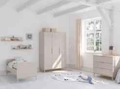 YUNY by PAIDI Kleiderschrank »HAZEL in Beige, inkl. Kleiderstangen und Einlegeböden« B/H/T ca. 95-130/198/52cm, mit 2 oder 3 Türen,stabiler Drehtürenschrank aus Holz, mit Soft-Close-Funktion