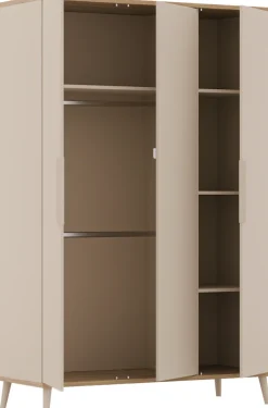 YUNY by PAIDI Kleiderschrank »HAZEL in Beige, inkl. Kleiderstangen und Einlegeböden« B/H/T ca. 95-130/198/52cm, mit 2 oder 3 Türen,stabiler Drehtürenschrank aus Holz, mit Soft-Close-Funktion