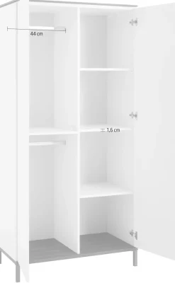 YUNY by PAIDI Kleiderschrank »LOVELY ALIV inkl. Kleiderstangen und Einlegeböden« Off-White, zertifizierte Qualität, Push-to-open