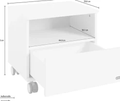 YUNY by PAIDI Nachtkommode »LOVELY ALIV mit Ablagefach und Schublade« B/H/T ca. 48x45x40cm, Off-White,feststellbarer Rollcontainer, Soft-Close