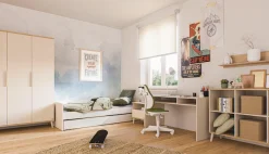 YUNY by PAIDI Schreibtisch »HAZEL in Beige mit 2 offenen Fächern, 130 x 60 cm« stabiler Kinderschreibtisch, kratzfest & leicht zu reinigen