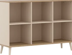 YUNY by PAIDI Sideboard »HAZEL in Beige, 6 offene Fächer« modernes & stabiles Regal aus Holz, offenes Standregal