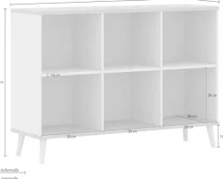 YUNY by PAIDI Sideboard »HAZEL in Beige, 6 offene Fächer« modernes & stabiles Regal aus Holz, offenes Standregal