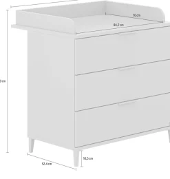 YUNY by PAIDI Wickelkommode »BROTHER STU mit abnehmbarem Aufsatz und 3 Schubladen« bis 50 kg Kommode in Taupe, 95 cm Breite, geprüfte Sicherheit, Soft-Close 94,7 cm