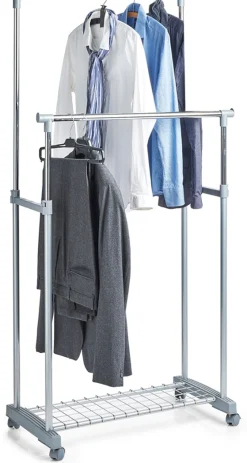 Zeller Present Kleiderständer auf Rollen, höhenverstellbar 93,5-170 cm