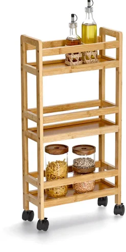 Zeller Present Rollwagen natur, Bambus / MDF, inkl. 4 Rollen
